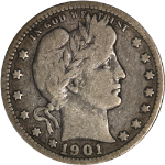 1901-O Barber Quarter - Choice+