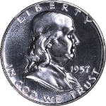 1957 Franklin Half Dollar Proof NGC PF68 Blazing White Gem Strong Strike