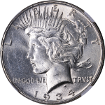 1934-P Peace Dollar NGC MS63 Blast White Great Eye Appeal Strong Strike