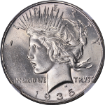 1935-P Peace Dollar NGC MS63 Great Eye Appeal Strong Strike