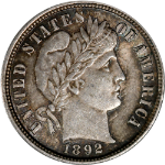 1892-P Barber Dime - Choice+