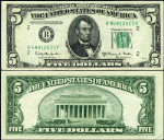 FR. 1966 B $5 1950-E Federal Reserve Note New York B-F Block AU