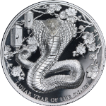 2025 Pitcairn Islands 2 Ounce Silver $5 Proof Lunar Snake Ultra High Relief OGP