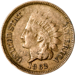 1862 Indian Cent - Error - Struck Thru