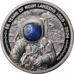 2024 Barbados 1 Oz Silver $5 Black Proof 55th Anniv Man Landing Moon OGP - STOCK