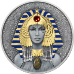 2025 Niue 2 Oz Silver $5 Antique Finish Cleopatra Gold-Gilded Crystal OGP STOCK