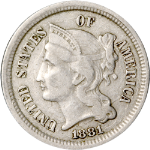 1881 Three (3) Cent Nickel