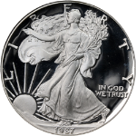 1987-S Silver American Eagle $1 NGC PF70 Ultra Cameo Brown Label Centered