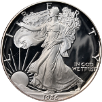 1986-S Silver American Eagle $1 NGC PF70 Ultra Cameo Brown Label Centered