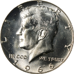 1966 Kennedy Half Dollar NGC MS66 Superb Eye Appeal Strong Strike
