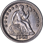 1848-P Seated Liberty Half Dime Medium Date Nice BU Great Eye Appeal Nice Strike
