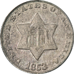 1853 Three (3) Cent Silver Choice AU/BU Nice Eye Appeal Nice Strike