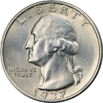 1937-S Washington Quarter Choice BU+ Great Eye Appeal Strong Strike