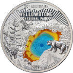 2022 Barbados 150 Gram Silver $5 Proof-Like Yellowstone 150th Anniv Color OGP