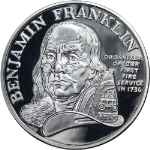 1992 Benjamin Franklin Firefighters Commemorative Silver Medal Proof OGP COA