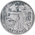 2023 Tuvalu 1 Ounce Silver $1 Gods of Olympus ARTEMIS Antiqued - STOCK