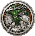 2025 Cameroon 2 Ounce Silver 2000 CFA Robin Hood Antique Color OGP SEALED STOCK