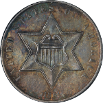 1861 Three (3) Cent Silver Choice AU Great Eye Appeal Strong Strike - Color