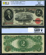 FR. 60 $2 1917 Legal Tender Choice PCGS CU64 Details - Overprint Bleed