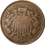 1865 Two (2) Cent Piece - Fancy 5, MPD FS-1304
