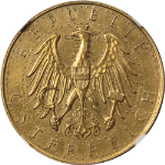1931 Austria Gold 100 Schilling NGC Prooflike AU Details Cleaned