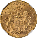 1913 J Germany Gold 20 Mark Hamburg NGC MS64