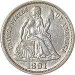 1891-P Seated Liberty Dime