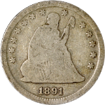 1891-P Seated Liberty Quarter