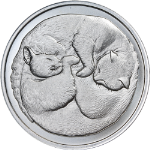 2022 Intaglio Mint 1 Ounce Silver Cuddled Kittens (Yin-Yang) .999 Fine
