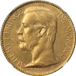1895 A Monaco Gold 100 Franc NGC AU55