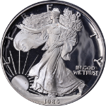 1986-S Silver American Eagle $1 PCGS PR70 DCAM Mercanti Autograph