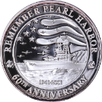 2001 Remember Pearl Harbor 1 Ounce Silver 60th Anniversary Proof .999 OGP COA