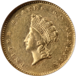 1856-S Type 2 Indian Princess Gold $1 NGC AU58 Key Date Nice Eye Appeal