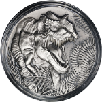2025 Liberia 2 Ounce Silver $20 Jurassic Life T-REX Ultra High Relief OGP STOCK