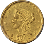 1851-P Liberty Gold $2.50 PCGS AU55 Nice Eye Appeal Nice Strike