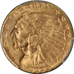 1925-D Indian Gold $2.50 PCGS MS64 Great Eye Appeal Strong Strike