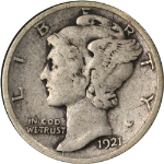 1921-D Mercury Dime Choice F Key Date Superb Eye Appeal Strong Strike