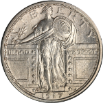 1917-S Type 1 Standing Liberty Quarter Full Head Choice BU Superb Eye Appeal