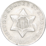 1852 Three (3) Cent Silver - Cleaned