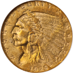 1929 Indian Gold $2.50 NGC MS61 Nice Eye Appeal Nice Strike