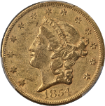 1854-P Liberty Gold $20 Large Date CAC Sticker PCGS AU55 Nice Eye Appeal