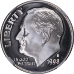 1998-S Silver Proof Roosevelt Dime NGC PF70 Ultra Cameo