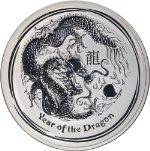 2012 Australia 1 Kilo Silver - Year of Dragon Lunar Series II - BU Minor Stains