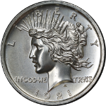 1 Ounce Silver Round - 1921 Peace Dollar Ultra High Relief 30mm