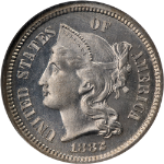 1882 Three (3) Cent Nickel Proof NGC PF66 Cameo Blazing Gem Strong Strike