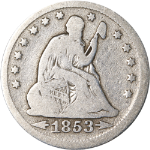 1853-P Seated Liberty Quarter - Arrows + Rays