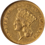 1855-P Indian Princess Gold $3 NGC AU55 Nice Eye Appeal Nice Strike