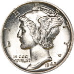 1942-D Mercury Dime - Full Split Bands