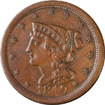 1849 Half Cent Choice AU+ C-1 R.2 Superb Eye Appeal Strong Strike