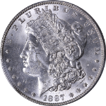 1887/6-P Morgan Silver Dollar PCGS MS63 Great Eye Appeal Strong Strike